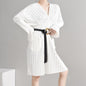 Sakiya Pleated Long Sleeve Shirt Dress - White