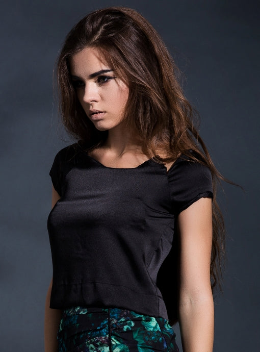 Reconstructed Elegance Cropped Top in Black