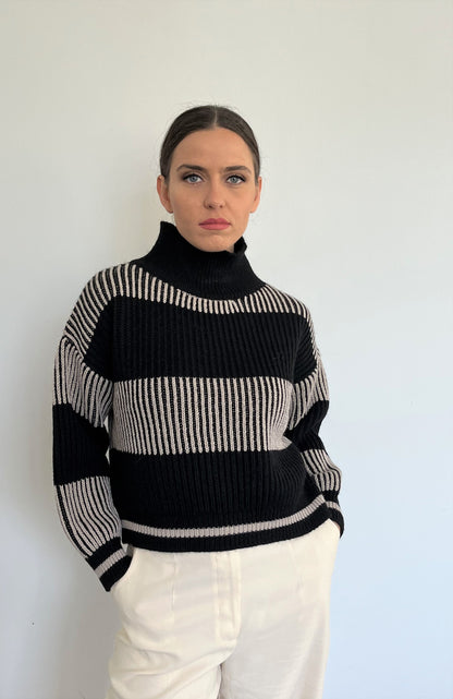 High Neck Knitwear in Merino Wool - SATURNO