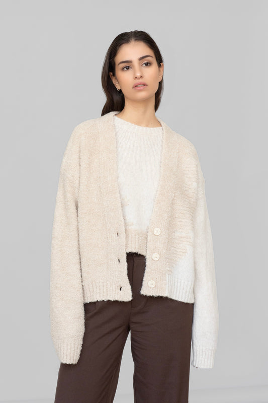 Cardigan Boucle' in Lana E Alpaca - Tecla