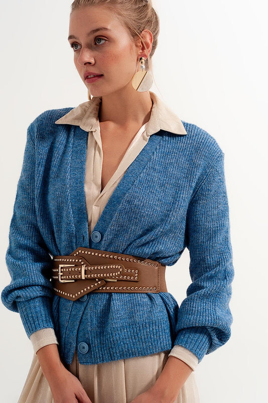 Button Through Cardigan in Blue