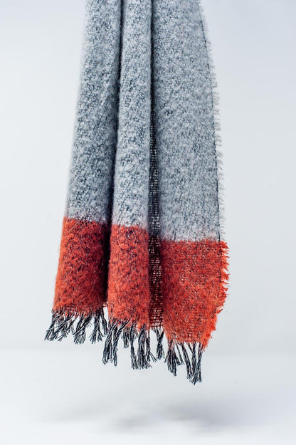 Melange Mix Stripe Scarf in Red