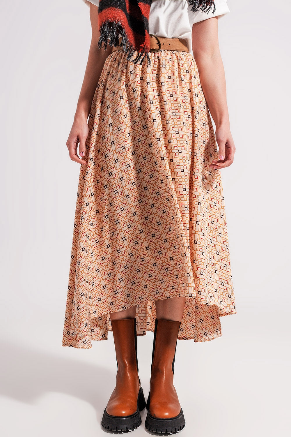 90s Midi Skirt in Geo Print