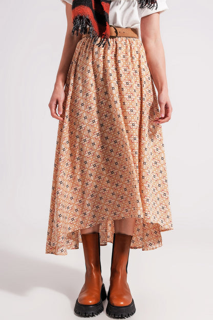 90s Midi Skirt in Geo Print