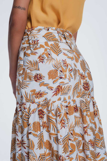 Column Midi Skirt in Jungle Floral Print