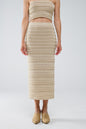 Knitted Midi Pencil Skirt in Beige