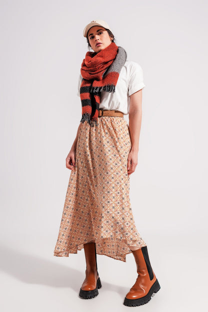 90s Midi Skirt in Geo Print