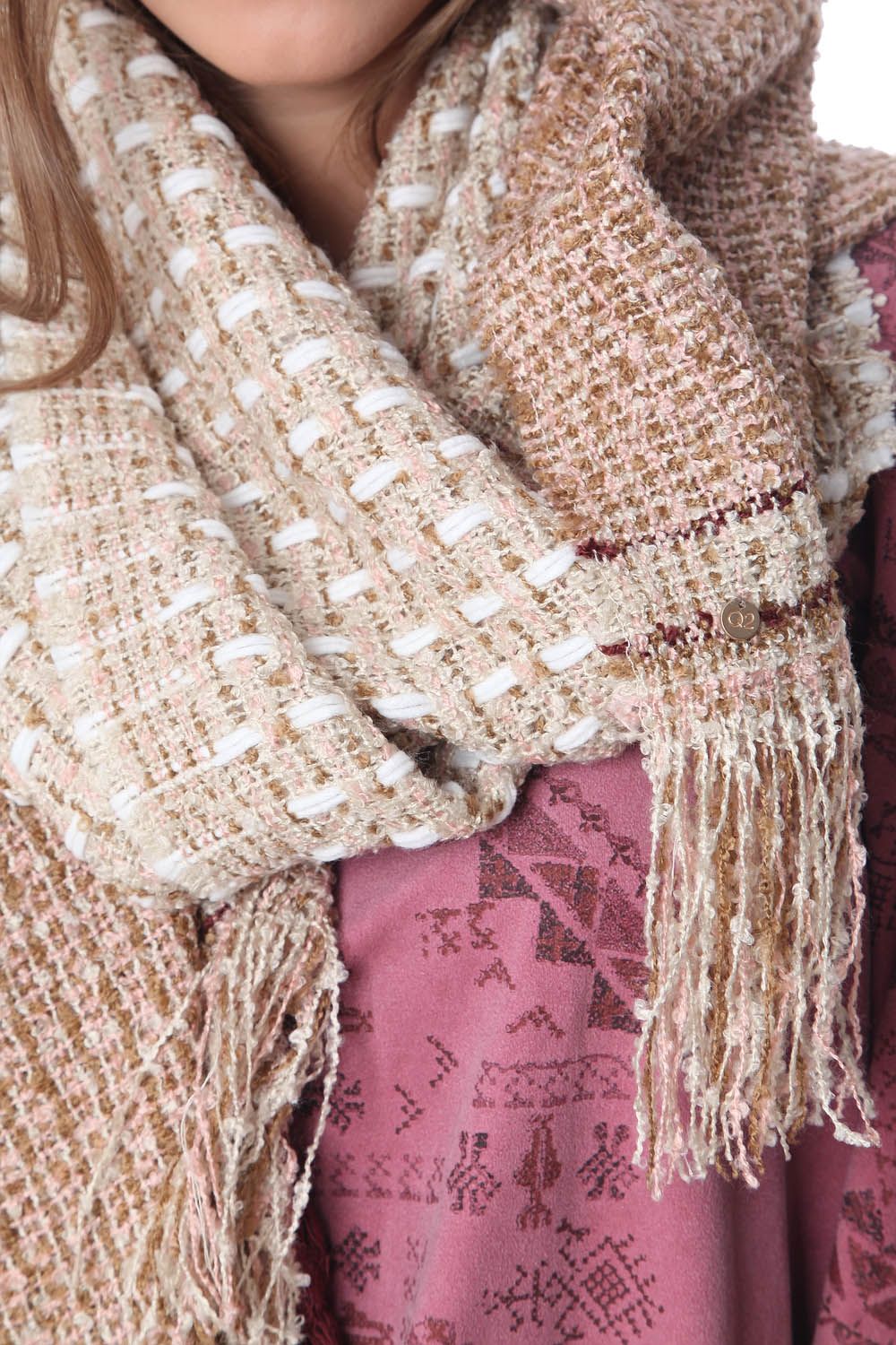 Pink Knitt Scarf With Fleck