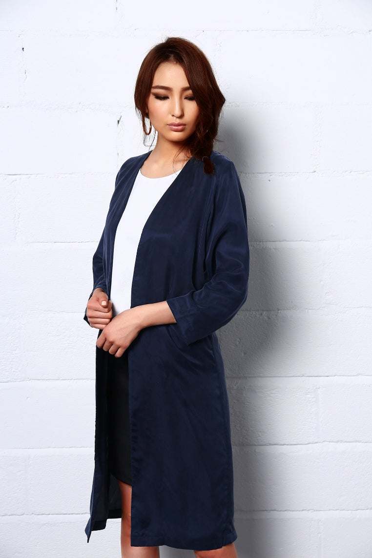 Night Dance Long Coat in Blue