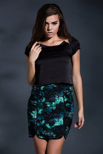 Reconstructed Elegance Cropped Top in Black