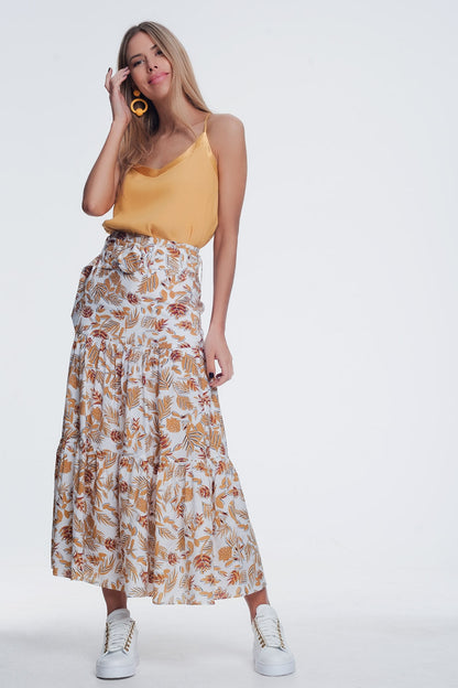 Column Midi Skirt in Jungle Floral Print