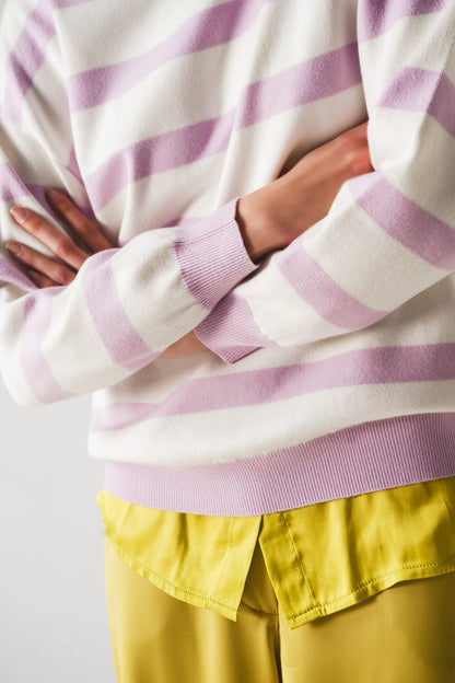 Long Purple Striped Sweater