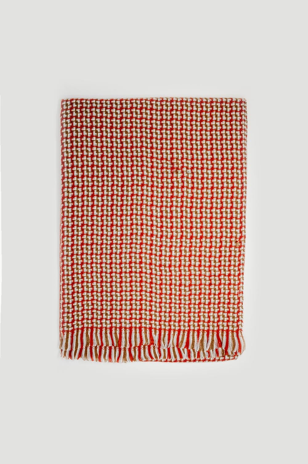 Super Soft Red Scarf With Geometric Print