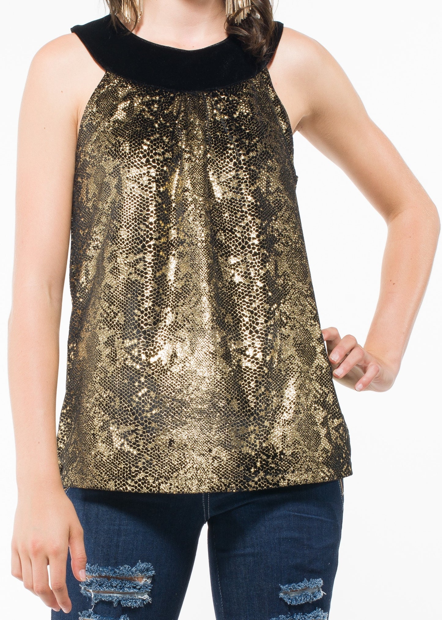 Women's Sleeveless Gold Top