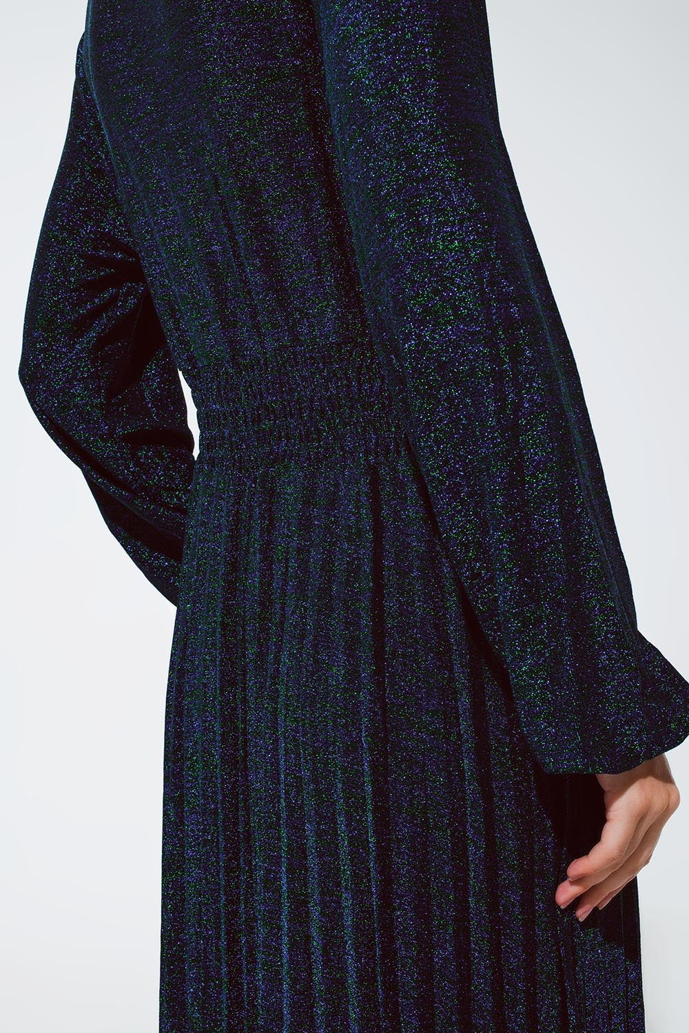 Party Long Sleeve Maxi Dress With Glitter in Green