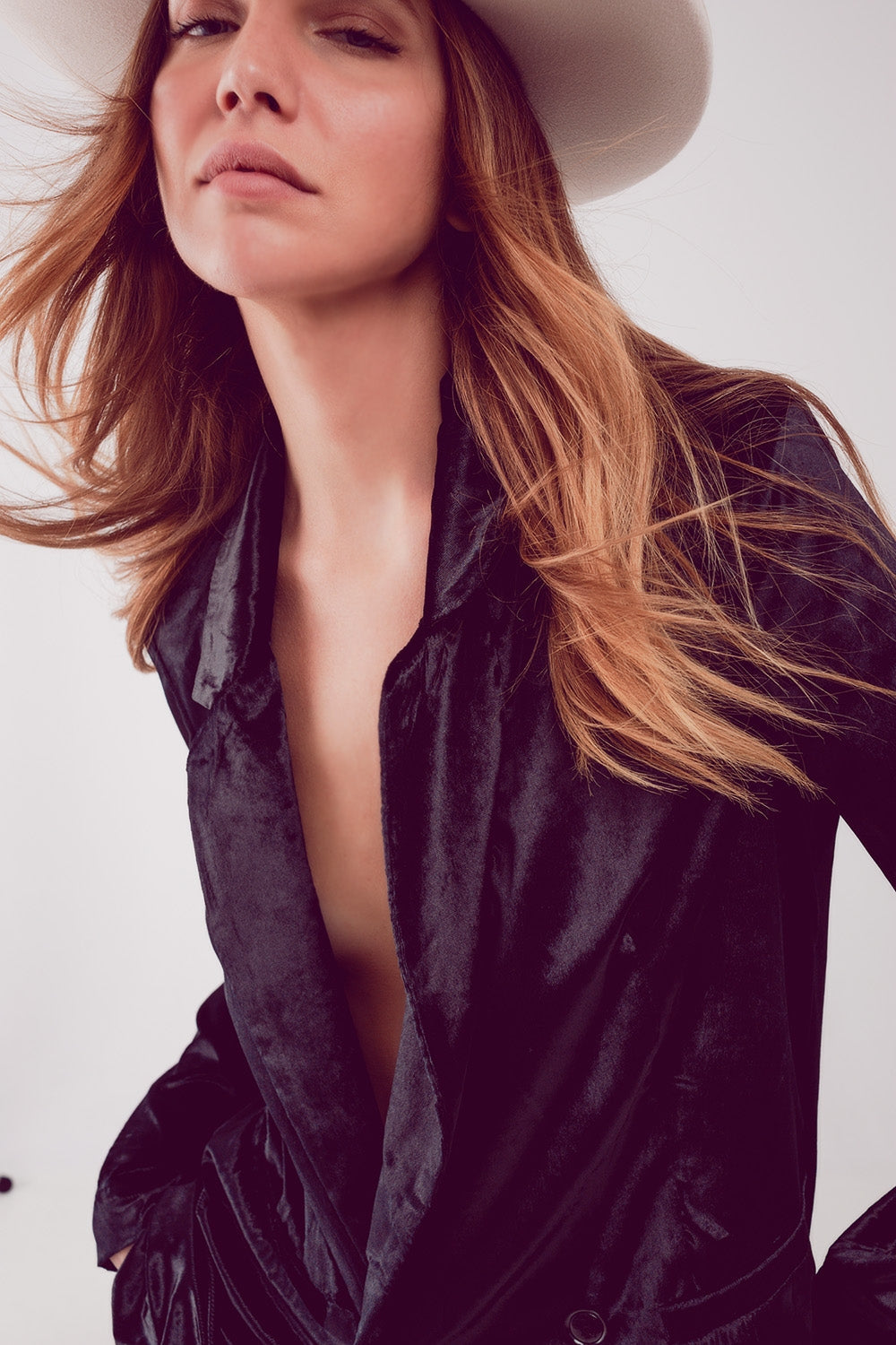 Black Velvet Oversized Blazer