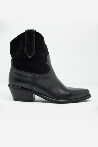 Black Western Sock Boots With Suede Detail