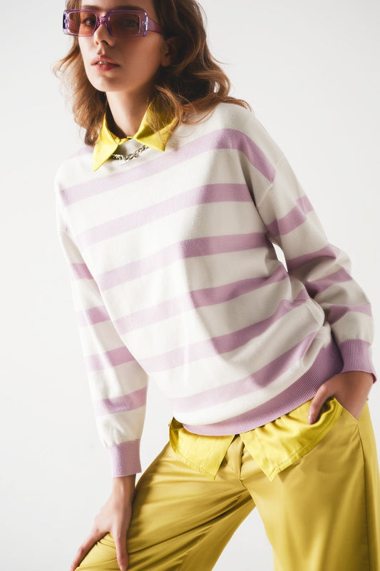 Long Purple Striped Sweater