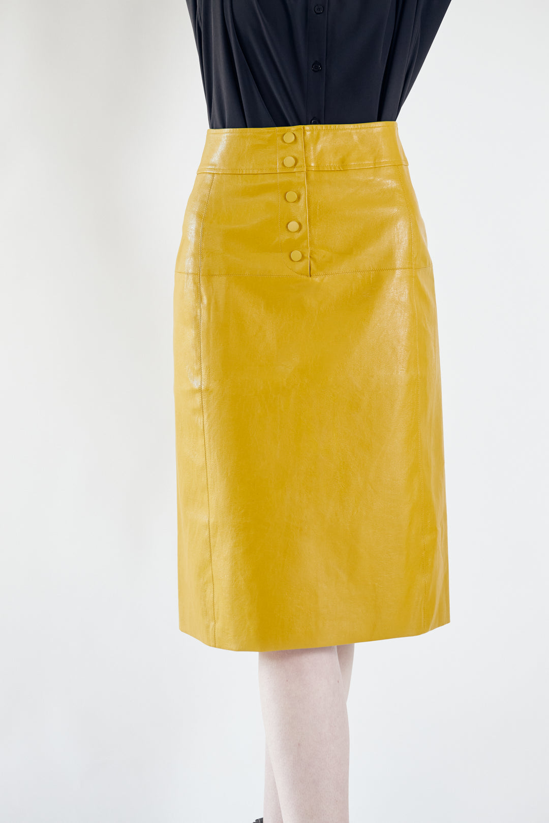 Power Woman- Mustard Leather Skirt