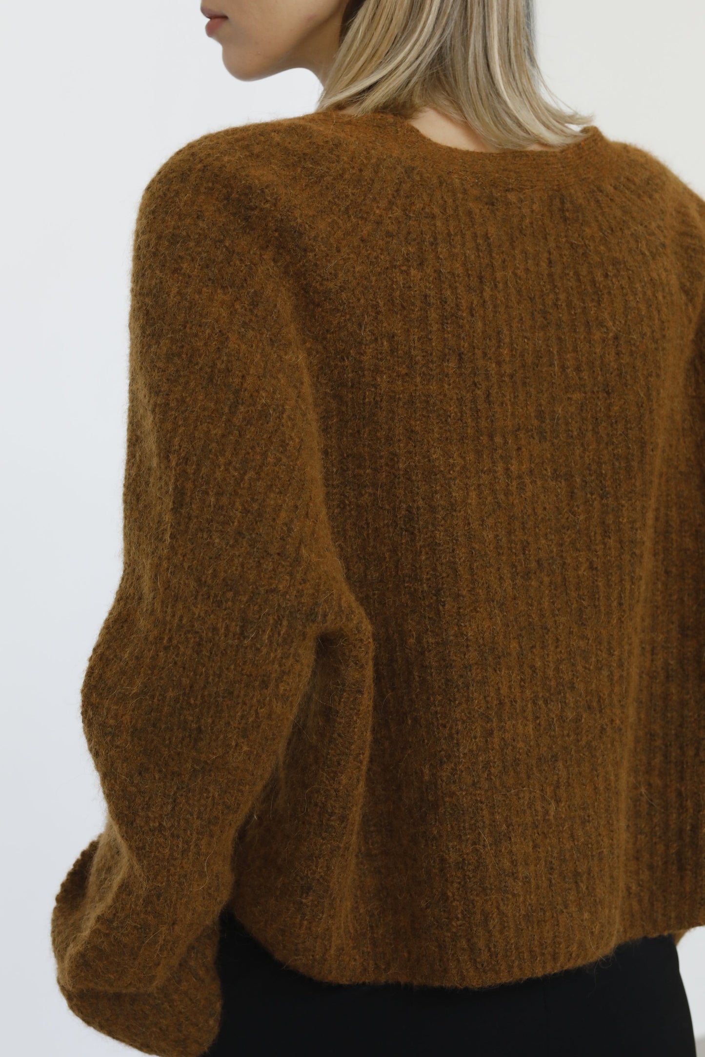 Cardigan Con Risvolti in Misto Lana E Alpaca - Perla