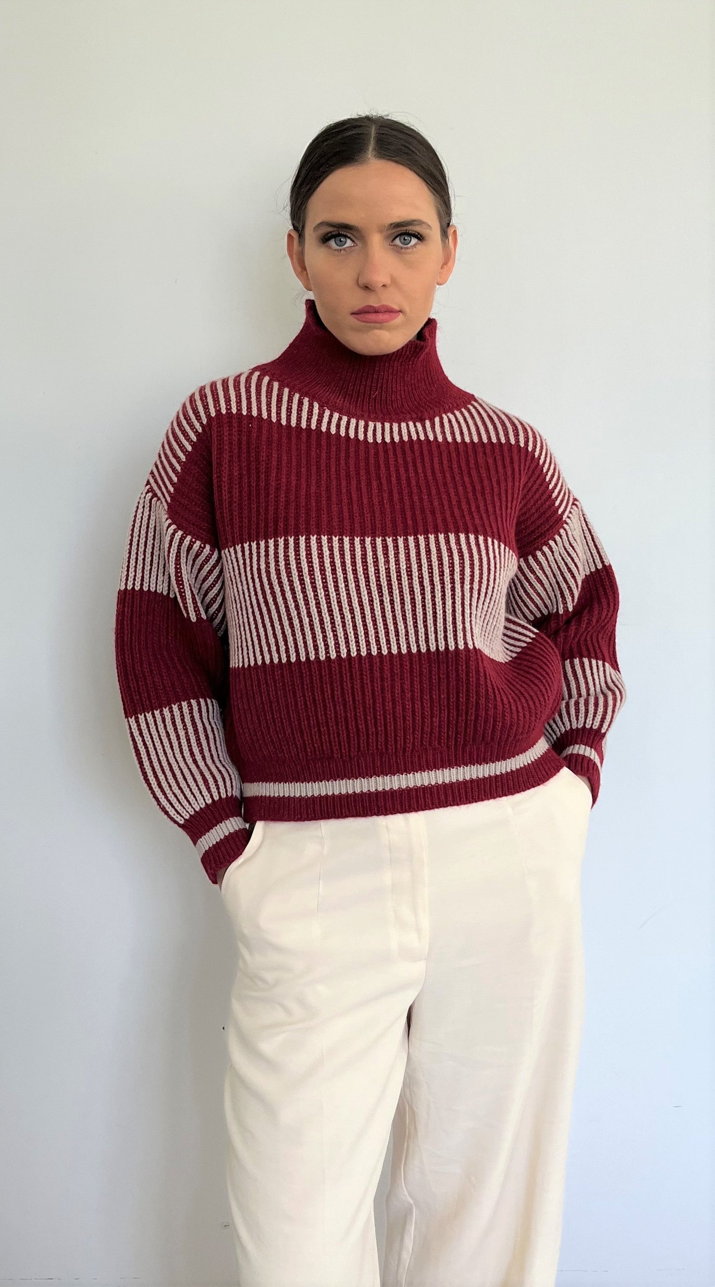 High Neck Knitwear in Merino Wool - SATURNO