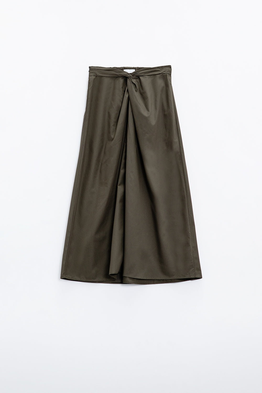 Maxi Khaki Poplin Skirt With Knot Detail at the Waist